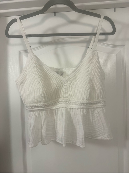 Hollister Tops - Hollister White Crochet Knit Peplum Crop Top